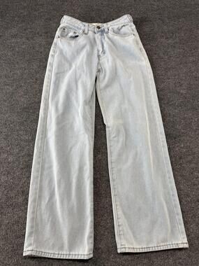 Target Jeans Womens XS Light Wash Blue Wide Leg Relaxed 27 Inseam Denim Pants